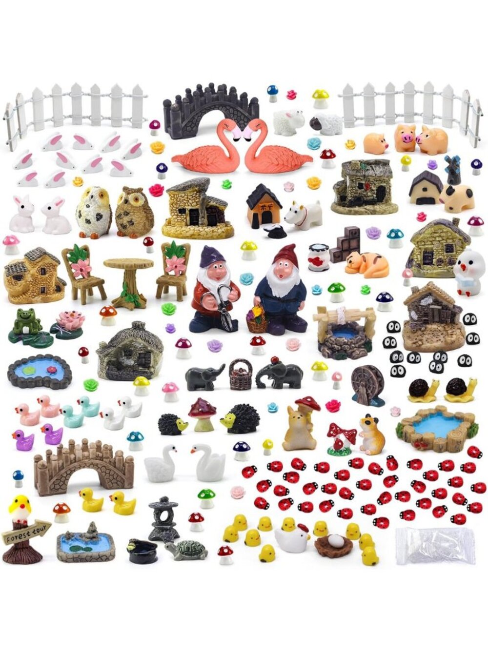 200-Piece Fairy Garden Accessories Kit - Miniature Gnome Figurines & Tiny House